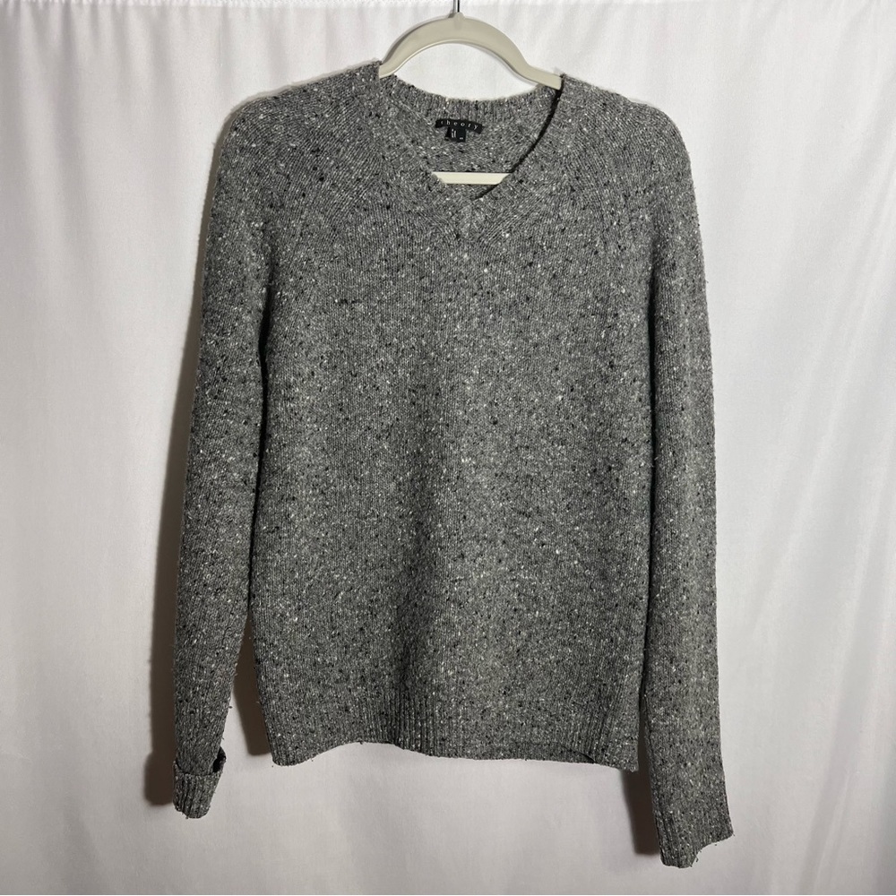 Theory Mens Malthus V Colossus wool sweater Size XS gray speckled v neck knit